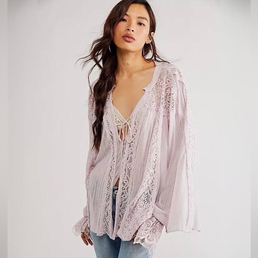 Free People - Georgia Tunic - Lace - Large - Light Lavendar